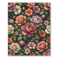 Ornate Pink Floral Dark Botanical Rug
