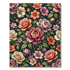 Ornate Pink Floral Dark Botanical Rug