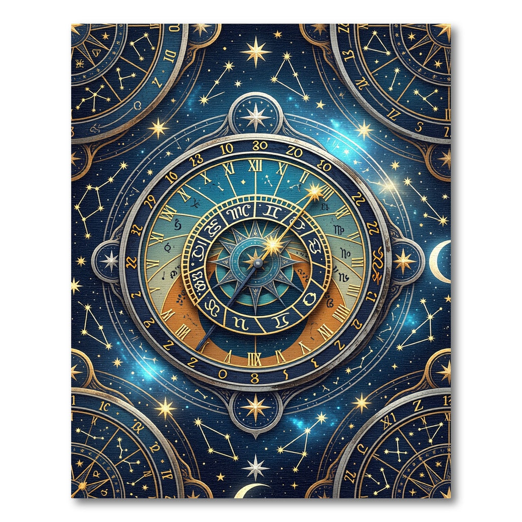 Celestial Gold Astrological Starry Navy Map Rug