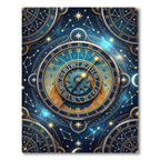 Celestial Gold Astrological Starry Navy Map Rug