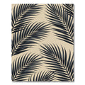 Sophisticated Black Tropical Palm Leaf on Beige Rug