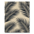 Sophisticated Black Tropical Palm Leaf on Beige Rug