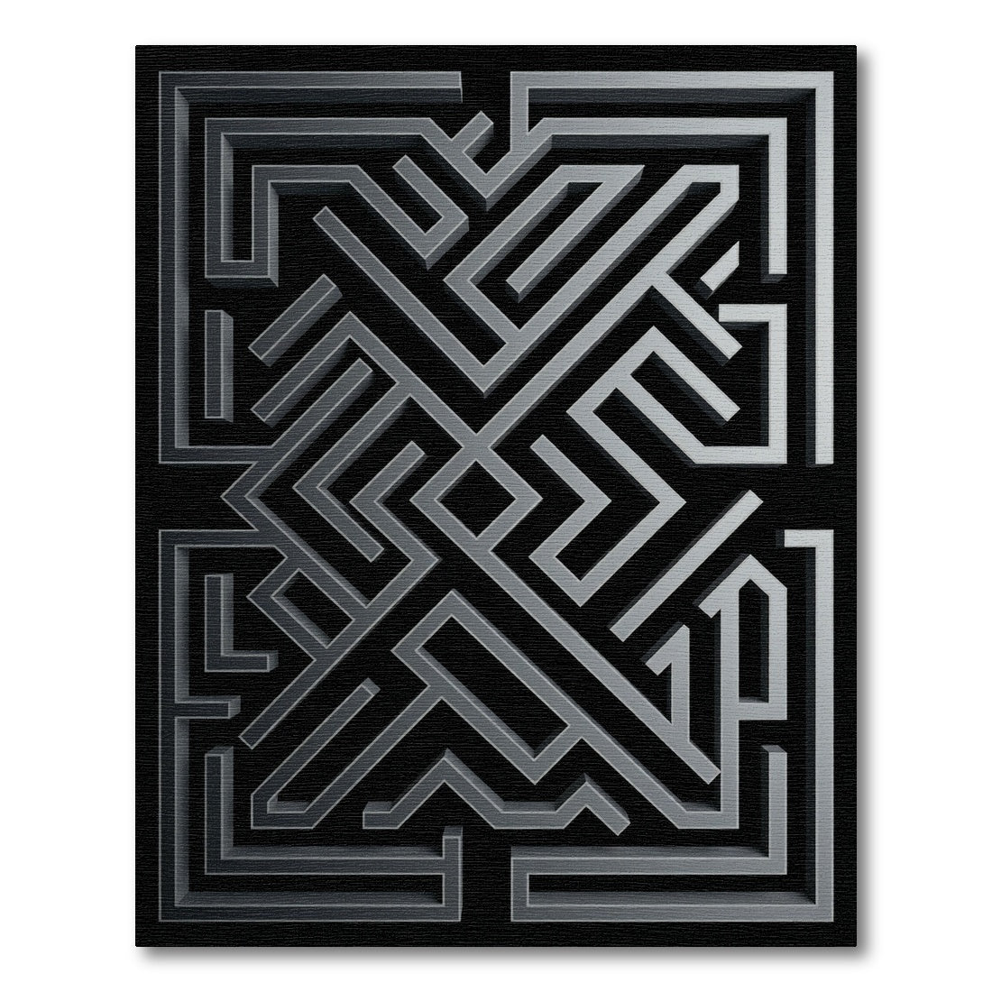 Gray Maze Perspective Rug