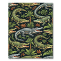 Vibrant Green Tropical Crocodile Jungle Rug