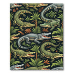 Vibrant Green Tropical Crocodile Jungle Rug