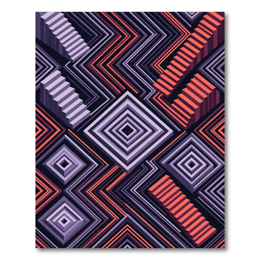 Geometric Illusion Abstract Stair Rug
