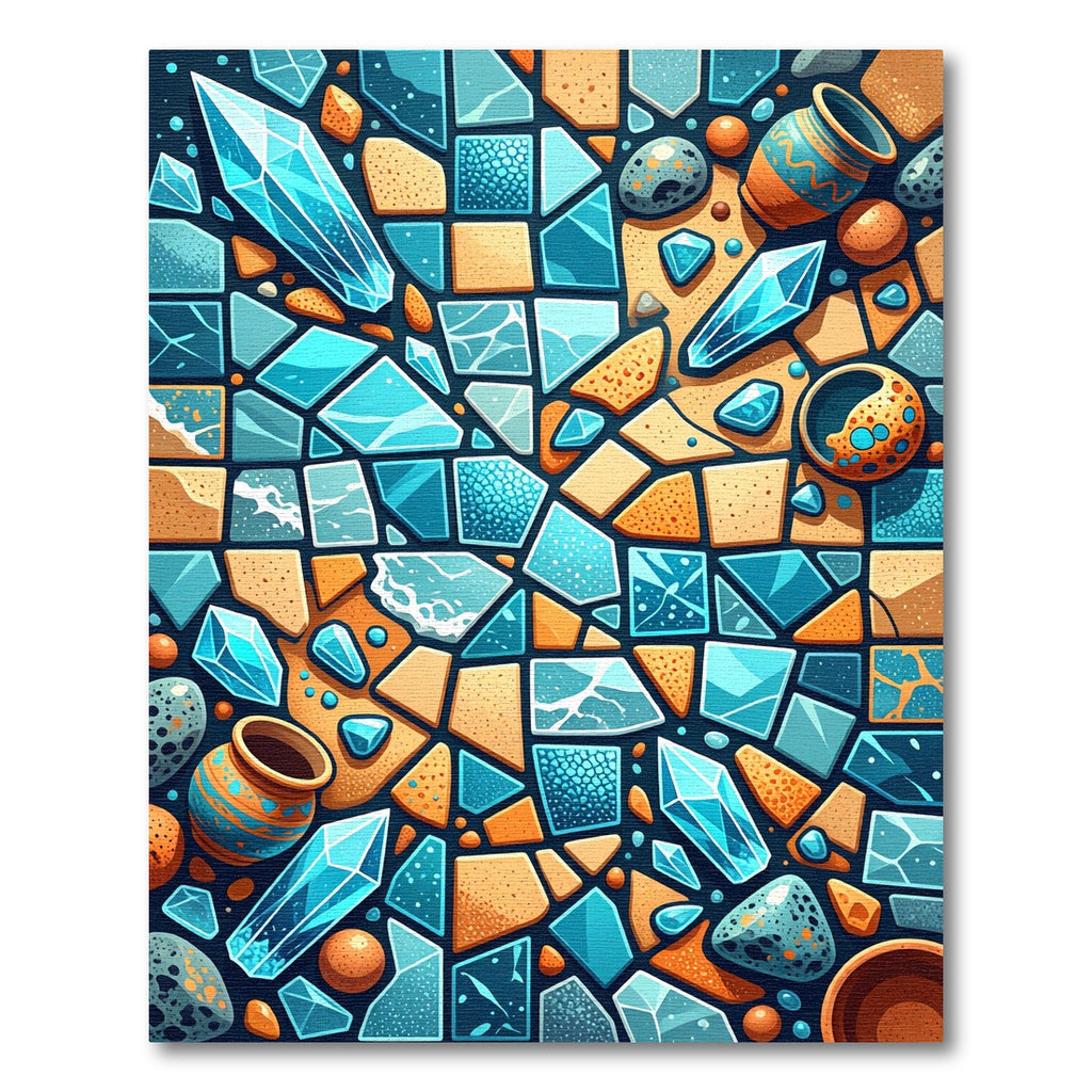 Blue Gemstones Jagged Terra Cotta Vases Rug