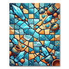 Blue Gemstones Jagged Terra Cotta Vases Rug