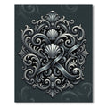 Charcoal Gray Ornate Shell Medallion Rug