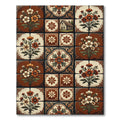 Cottage Floral Tile Earthy Terracotta Rug