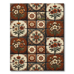 Cottage Floral Tile Earthy Terracotta Rug