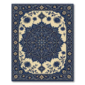 Deep Blue Floral Medallion Border Rug