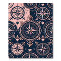 Dark Blue Pink Compass Rose Rug