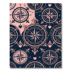 Dark Blue Pink Compass Rose Rug