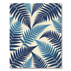 Indigo Fern Leaf Pattern Rug