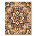 Ornate Golden Amber Floral Symmetry Rug