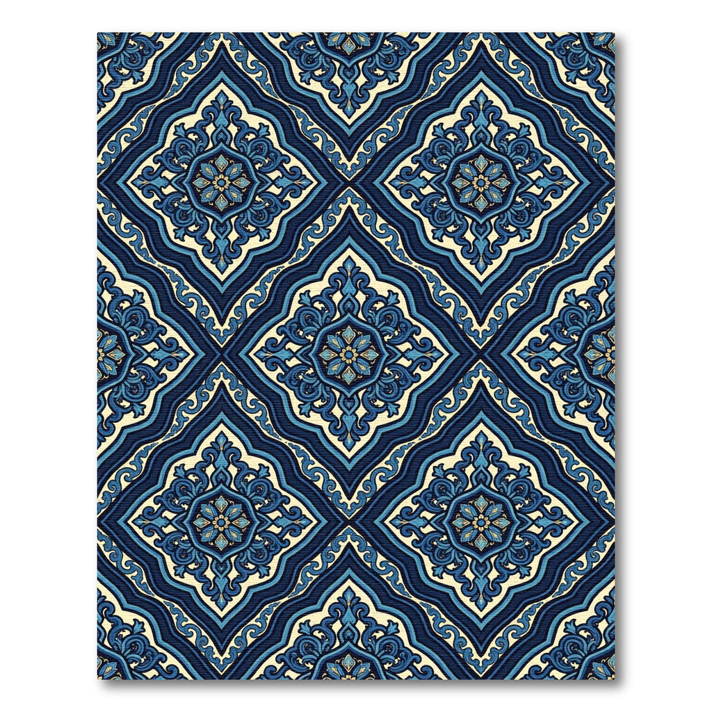 Rich Indigo Floral Medallion Rug