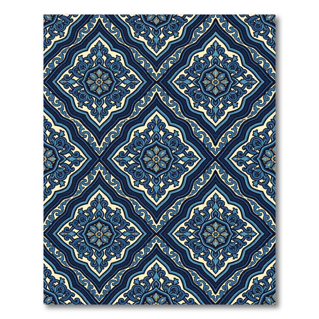 Rich Indigo Floral Medallion Rug