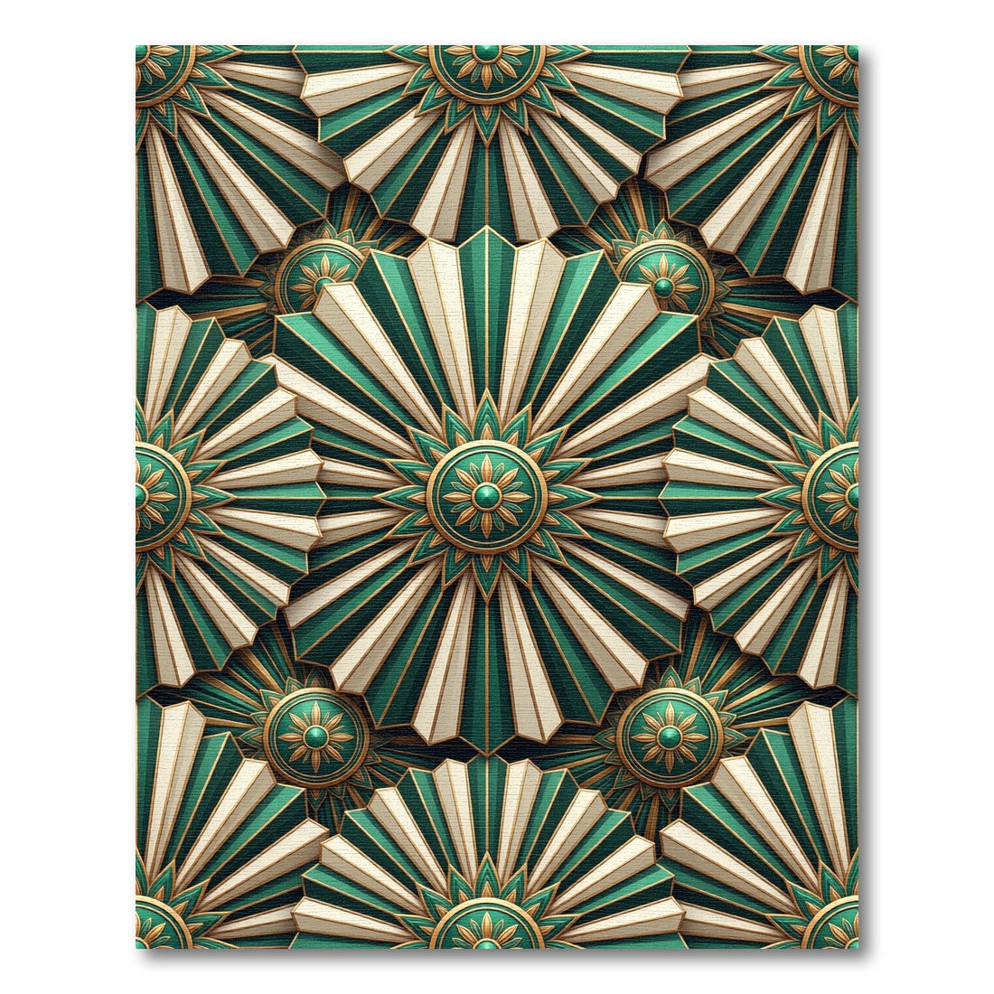 Emerald Green Sunburst Medallion Rug