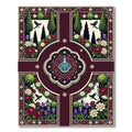 Crimson Floral Garden Fountain Birds Rug