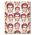 Vintage Crimson Male Portrait Repeating Rug