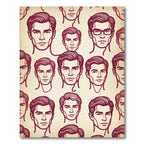 Vintage Crimson Male Portrait Repeating Rug