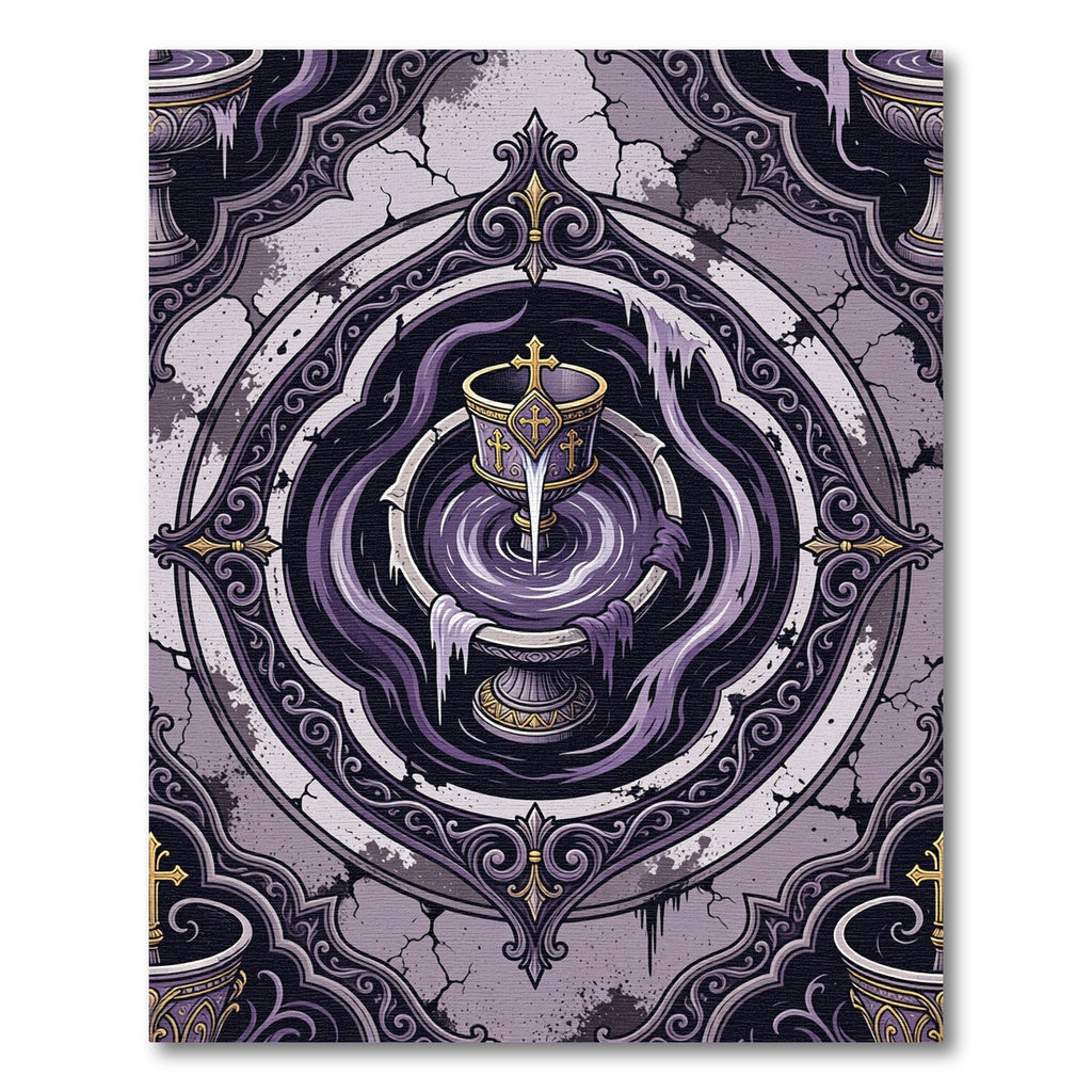 Ornate Purple Chalice Mandala Rug