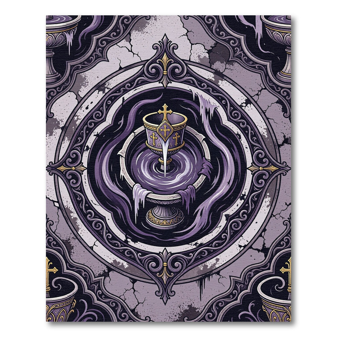 Ornate Purple Chalice Mandala Rug