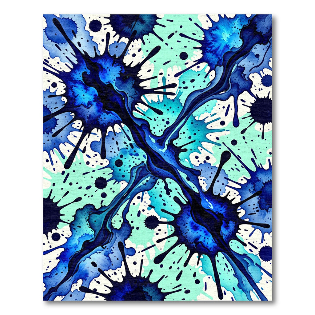 Electric Blue Aqueous Ink Splash Rug