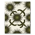 Olive Green Geometric Starburst Curvilinear Rug