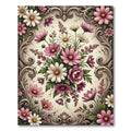 Elegant Pink Floral Scroll Work Rug