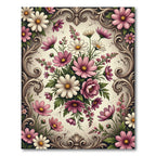 Elegant Pink Floral Scroll Work Rug