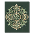 Antique Green Floral Medallion Garland Rug