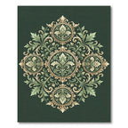 Antique Green Floral Medallion Garland Rug