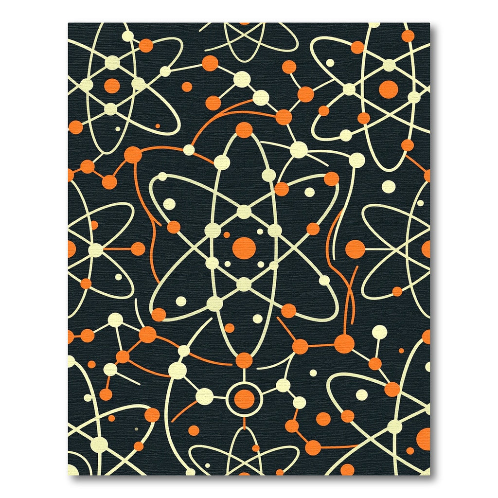 Orange and Cream Atomic Orbit Geometric Rug