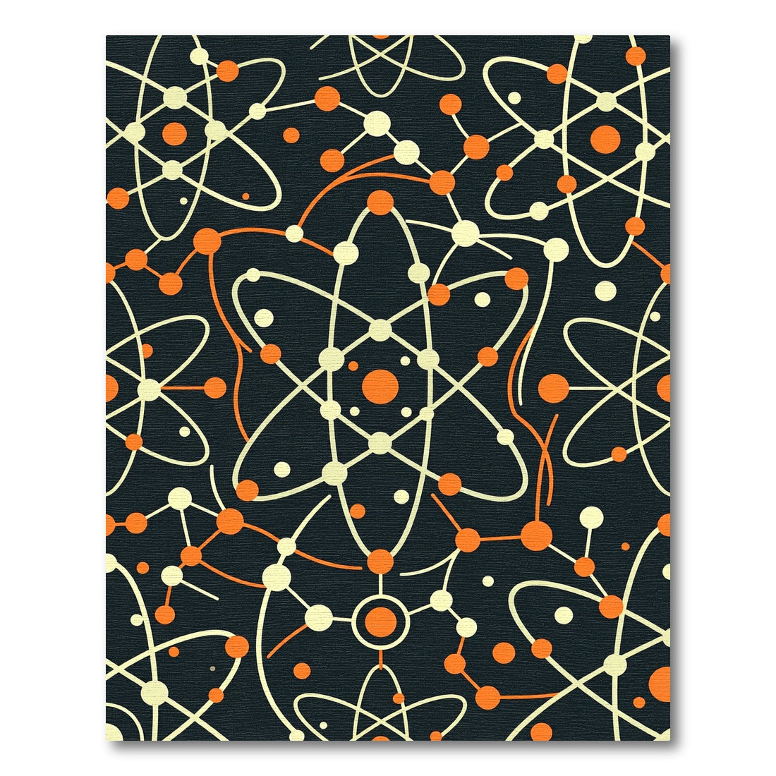 Orange and Cream Atomic Orbit Geometric Rug