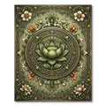 Sage Green Ornate Lotus Medallion Rug