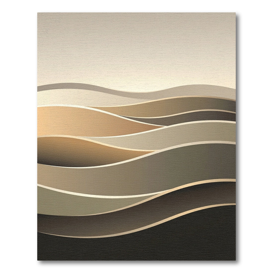 Minimalist Neutral Wavy Gradient Landscape Rug