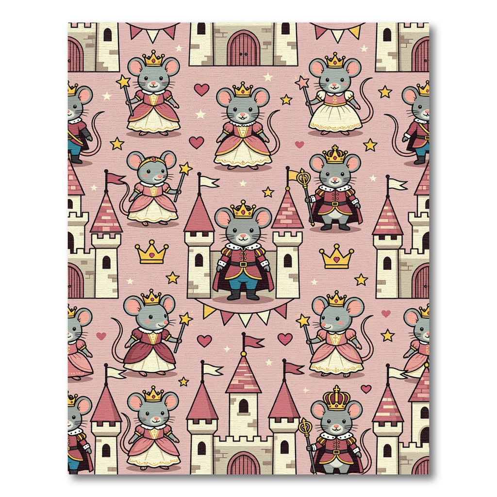Whimsical Royal Mice and Castle Wallpaper Rug