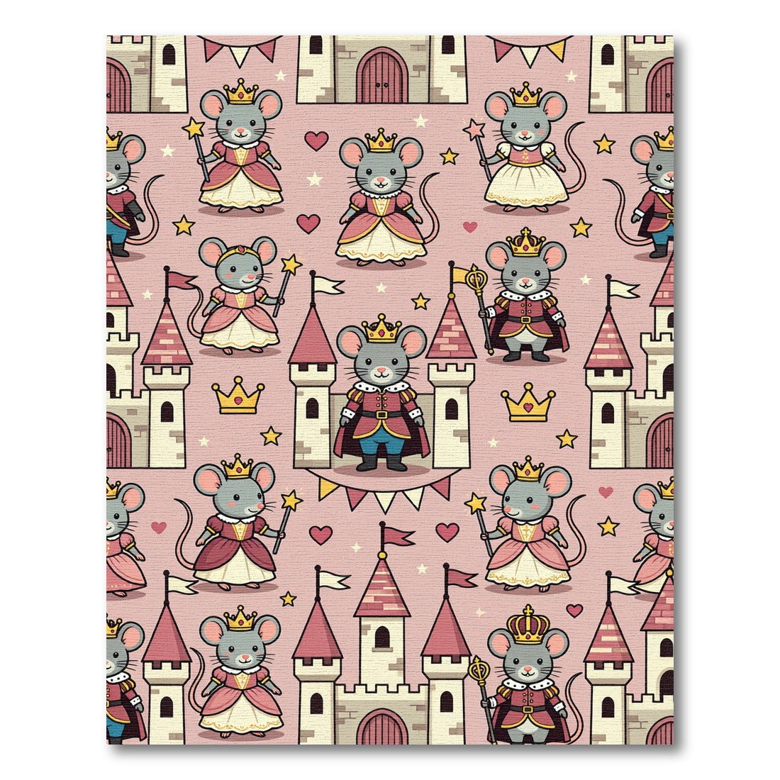 Whimsical Royal Mice and Castle Wallpaper Rug