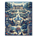 French Chateau Garden Carriage Scene Rug