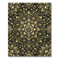 Elegant Golden Rose Floral Medallion Rug