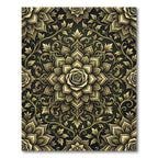 Elegant Golden Rose Floral Medallion Rug
