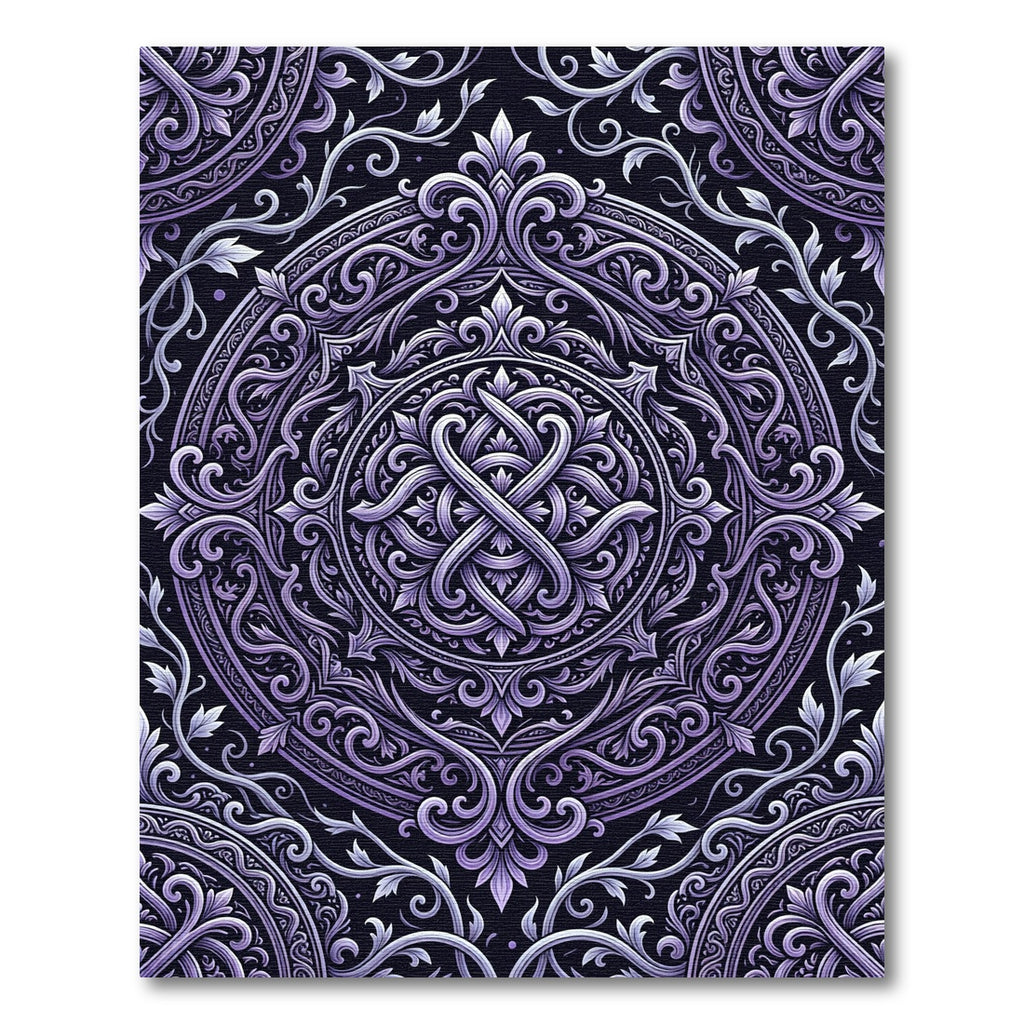 Ornate Lavender Baroque Circular Floral Rug