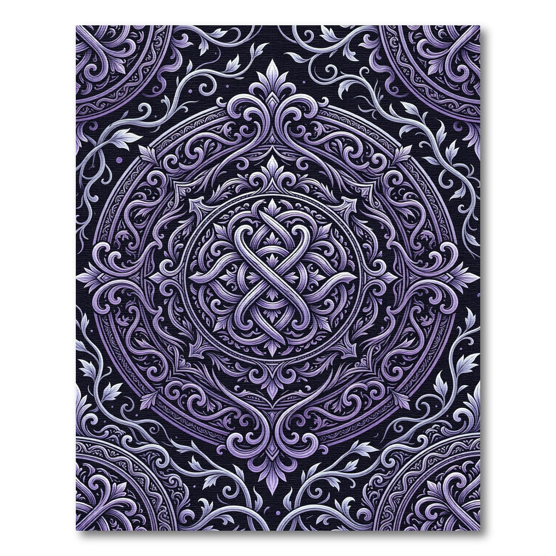 Ornate Lavender Baroque Circular Floral Rug