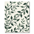 Dark Green Leafy Vine Swirl Rug