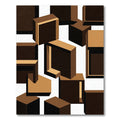 Modern Brown Geometric Cube Composition Rug