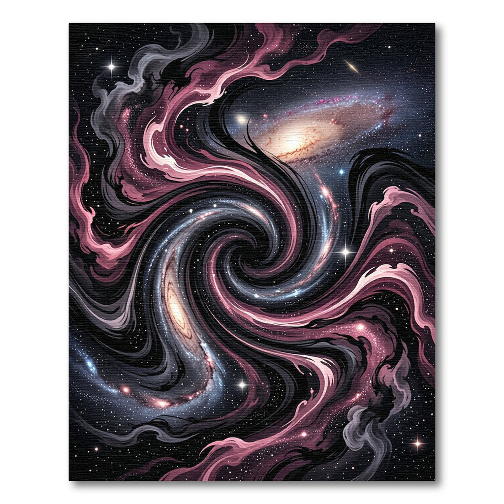 Cosmic Nebula Pink and Black Swirl Rug