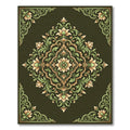 Ornate Green Floral Medallion Rug