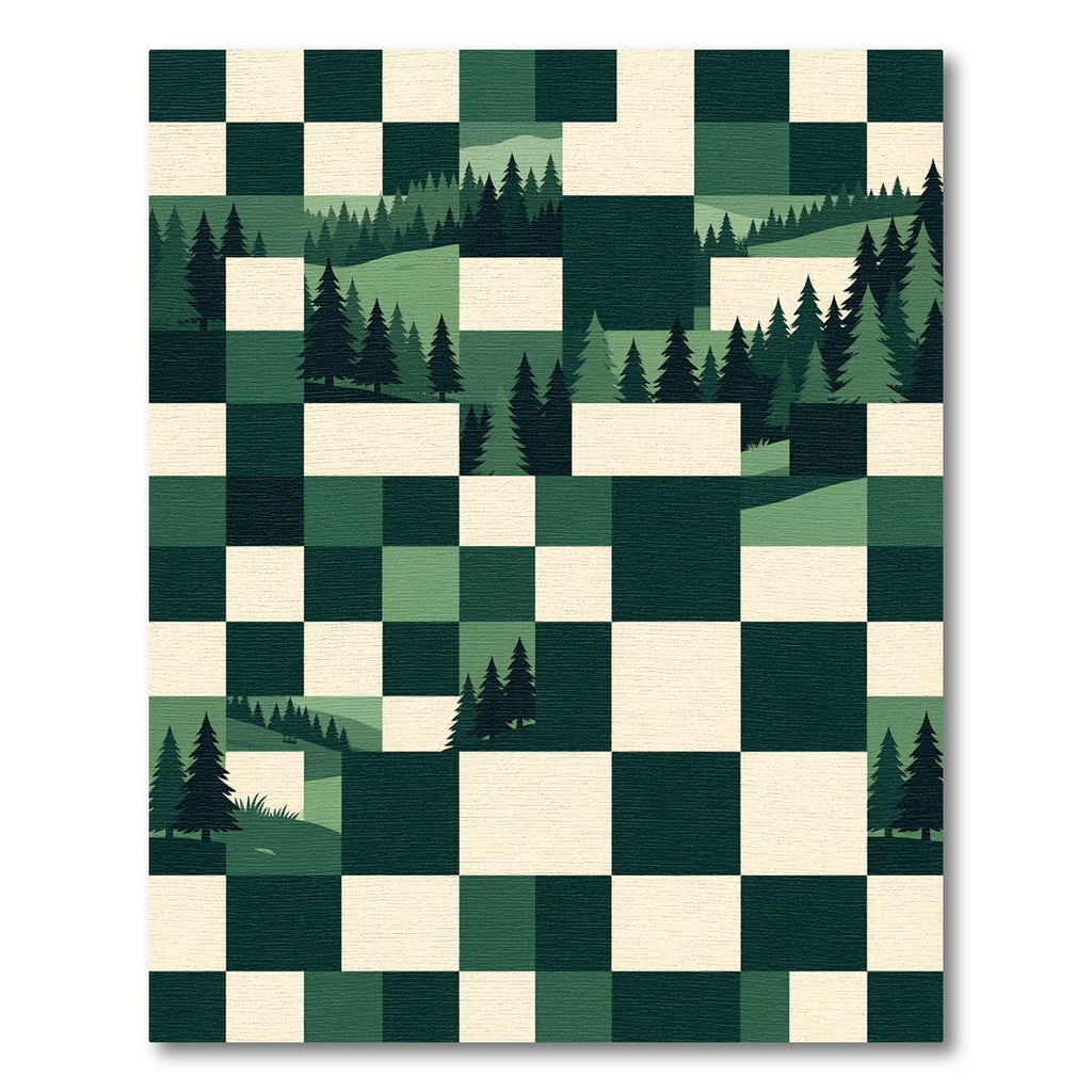 Forest Trees Checkerboard Composition Rug